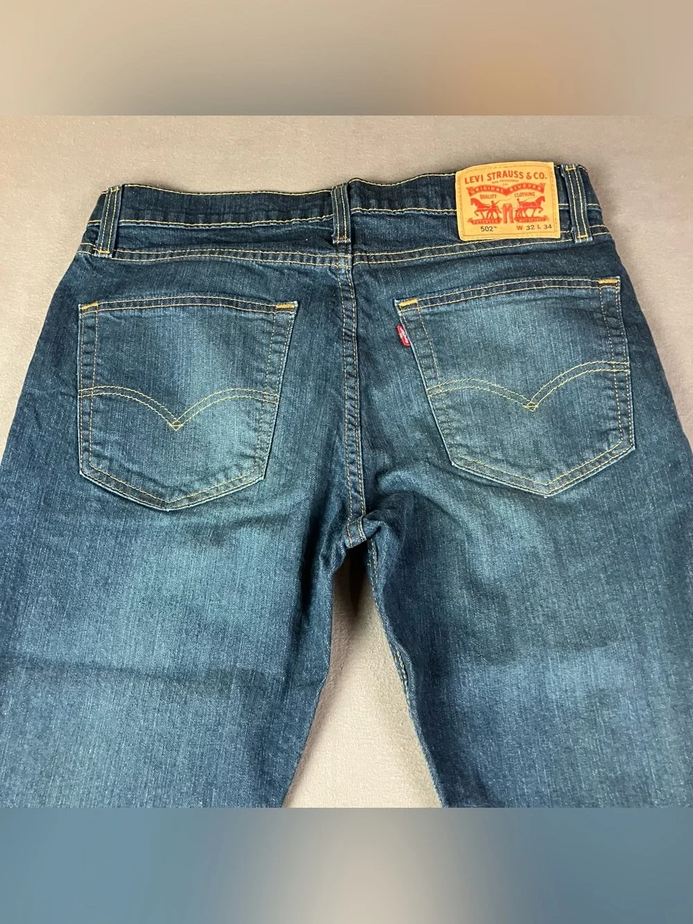 Levis 502 Straight Jeans Men’s Size 32x34 Blue Denim Pants Zip Fly